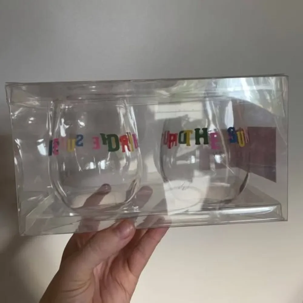 NWT Bando Ban.do Set of Two Acrylic Wine Glasses
